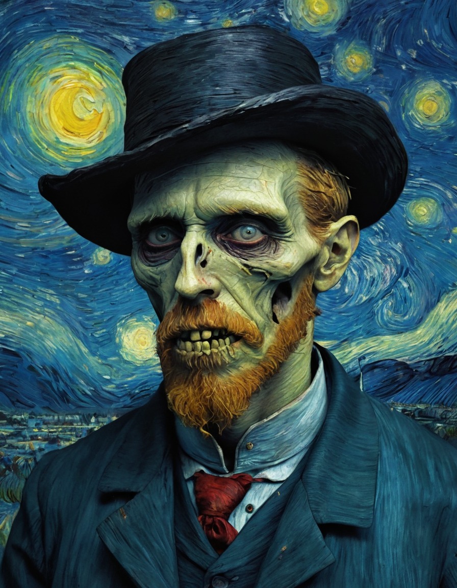 vincent van gogh, self-portrait, reimagined, zombie, art