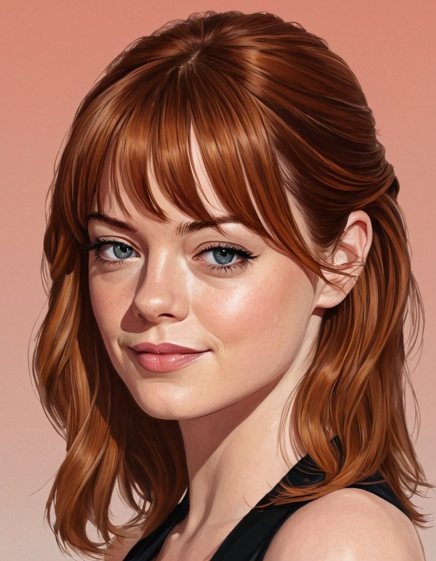 emma stone, portrait, painting, celebrity, actress