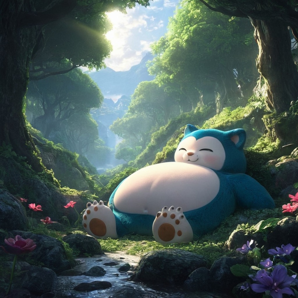 pokemon, snorlax, dailychallenge, ai_generated, ai_artwork