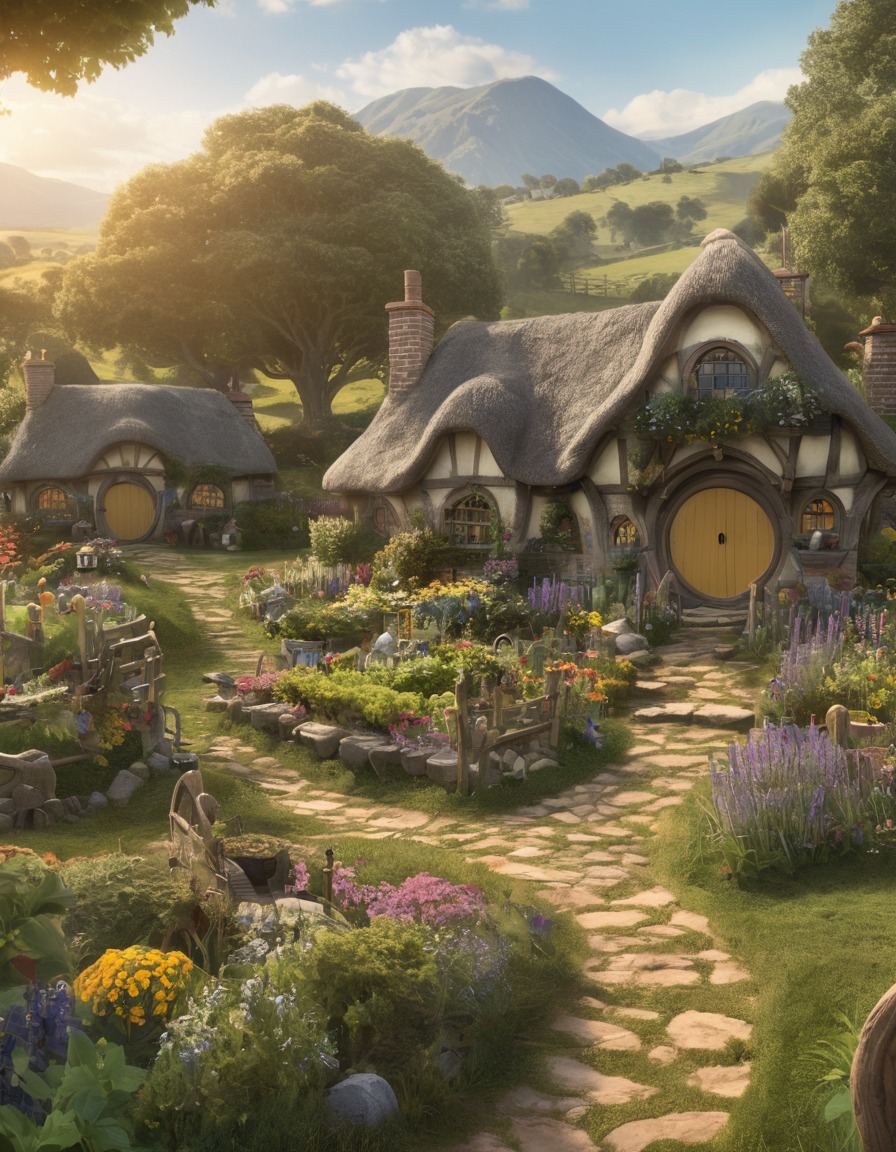 fantasy, hobbits, shire, gardening, peaceful, john tolkien, tolkien