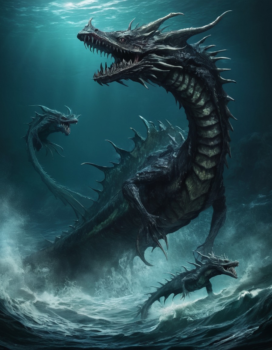 sea monster, mythical creature, legendary beast, dragon, sea, mythology