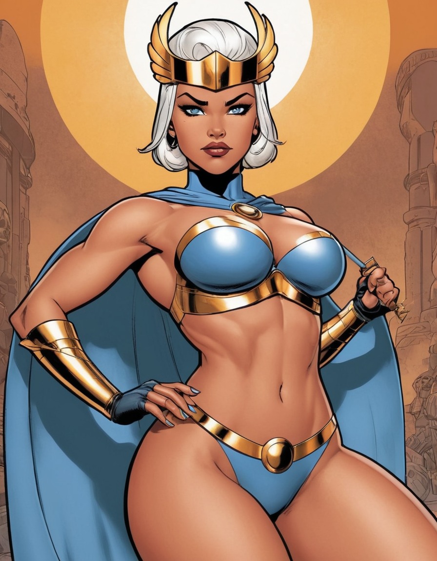 fictional character, valkyrie, marvel comics, superhero, norse mythology, powerful pose, sexy, painted