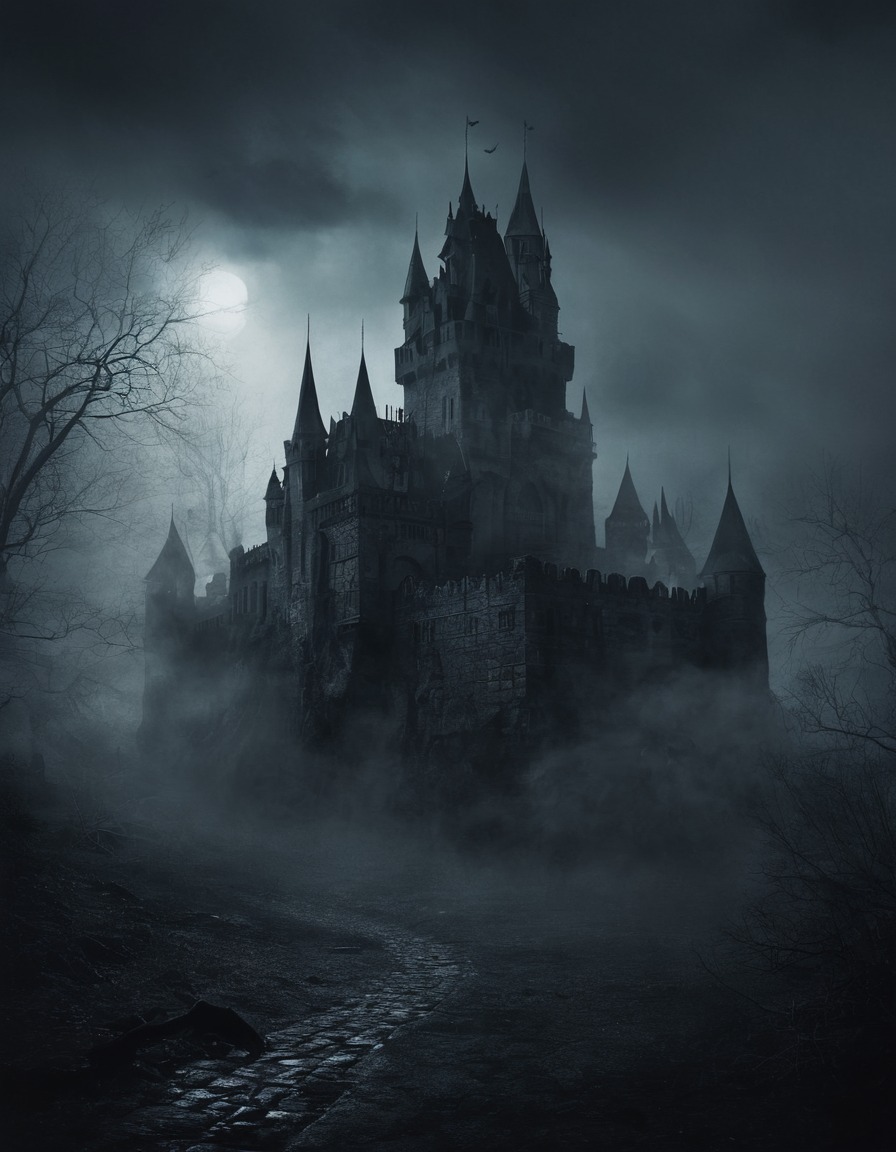 castle, mist, shadow, sinister, gothic, underground, dark