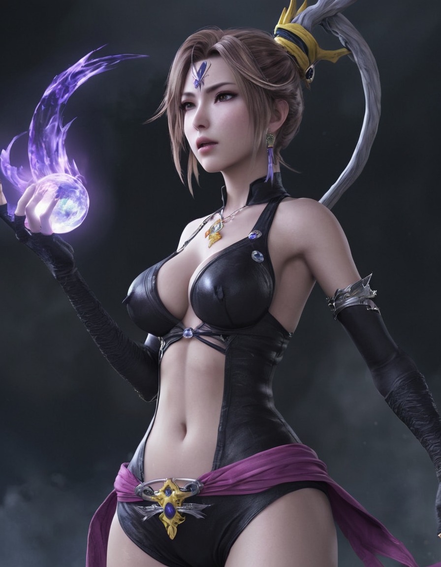 yuna, final fantasy x, dark aeon, summoning, video game, fantasy, artwork, games, dark