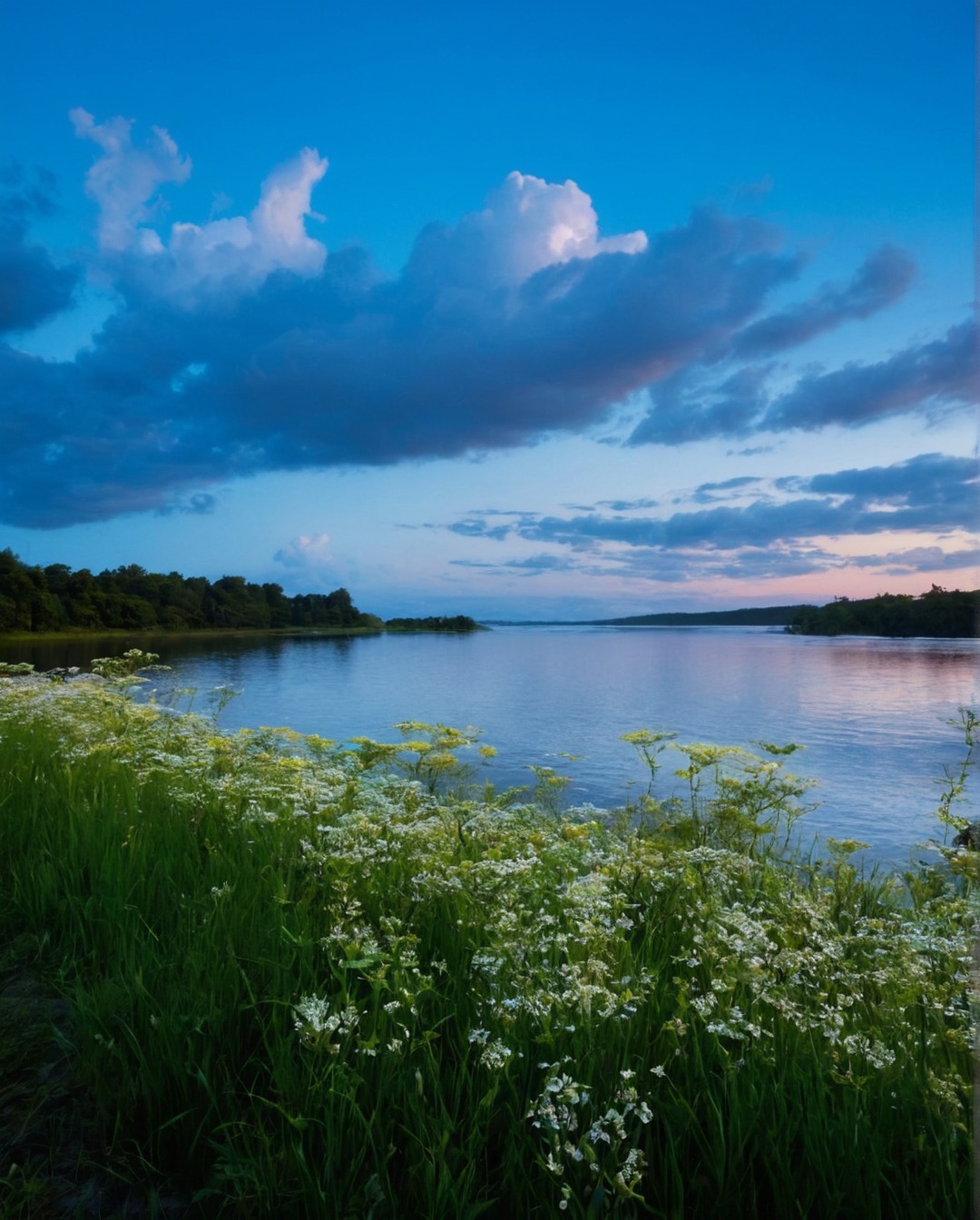 suomi, finland, summer nights, blue hour, evening light, sunset, moon