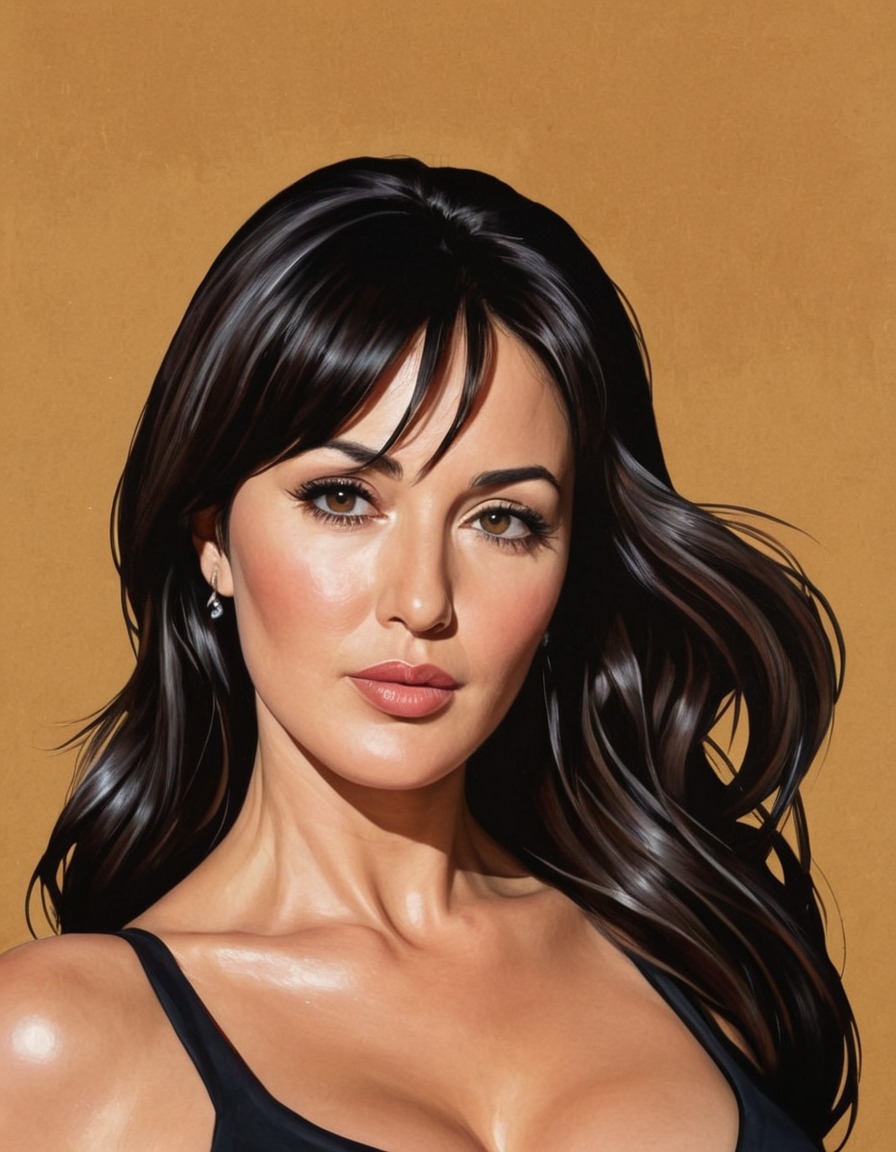 monica bellucci, painting, funny, art, celebrity, humor