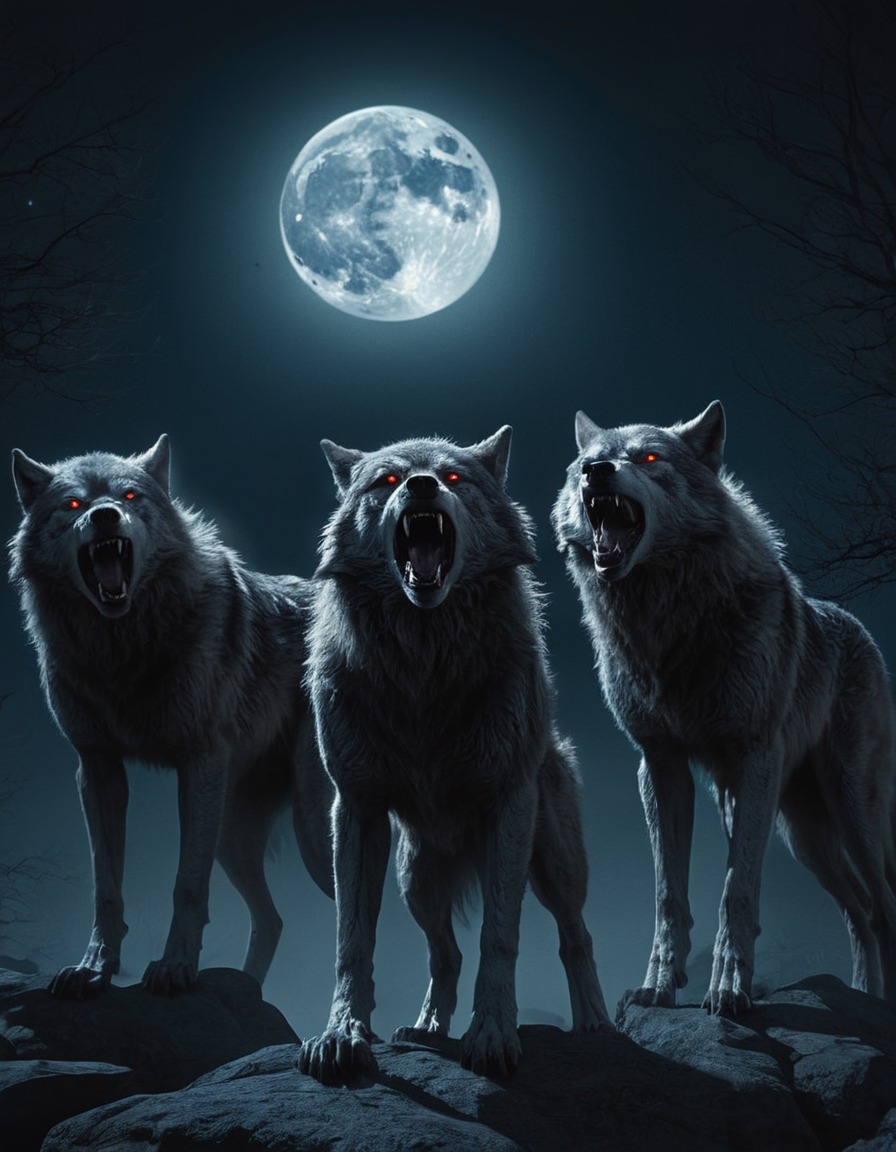 werewolves, full moon, glowing eyes, supernatural, pack