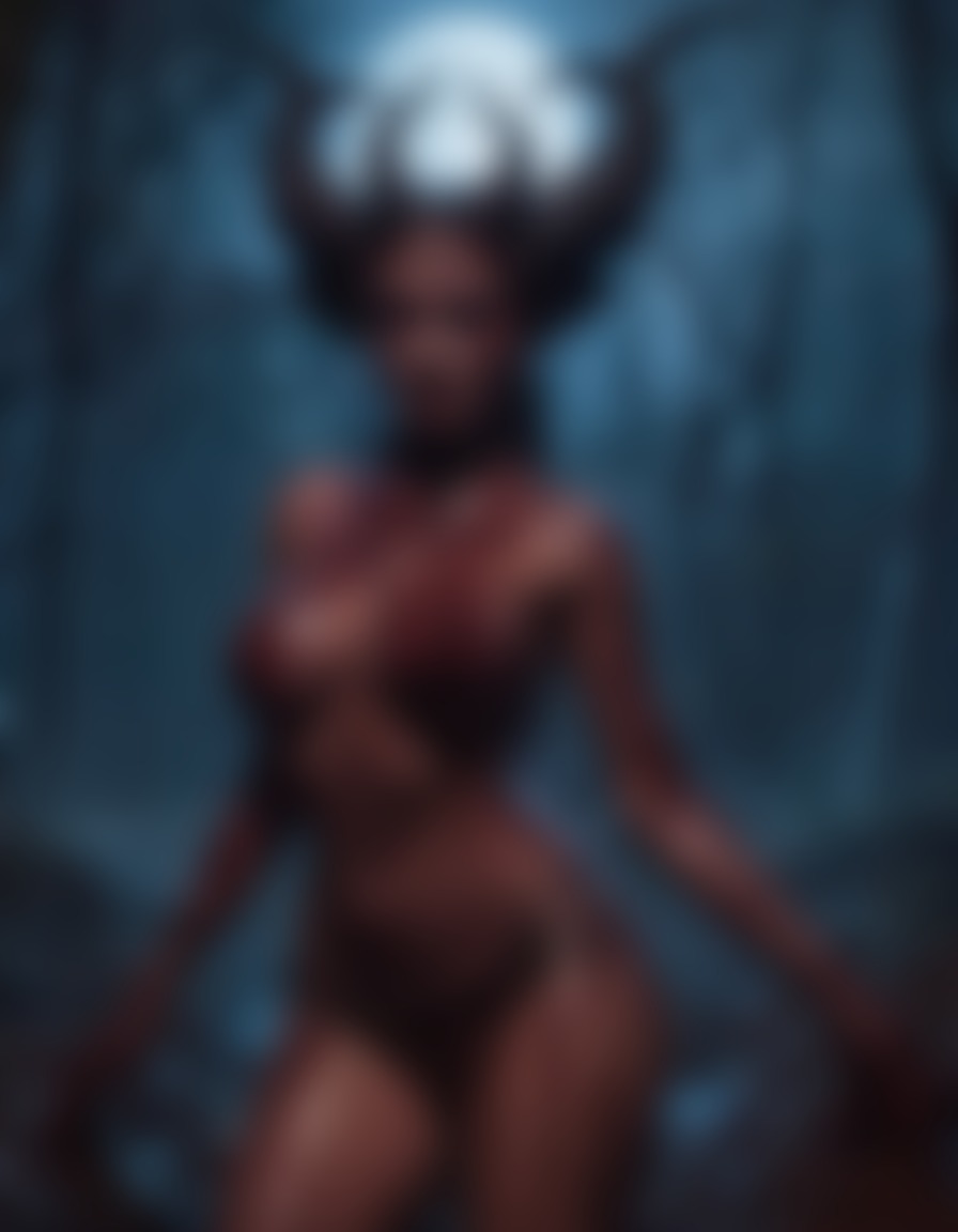 fantasy, demonesse, moonlight, dance, enchanted forest, fantasy art, demon, demonesse, sexy, nsfw, ai, aiart, art, digitalart