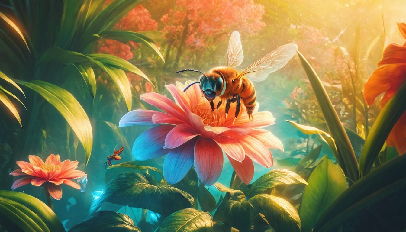 bee, cute, flower