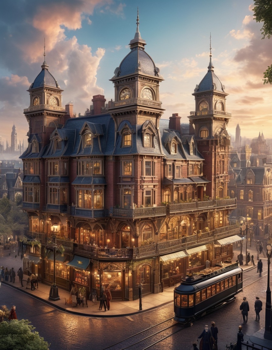 victorian architecture, cityscape, ornate details, urban life, architecture