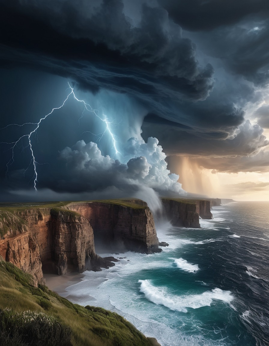 nature, storm, thunderstorm, coast, dramatic