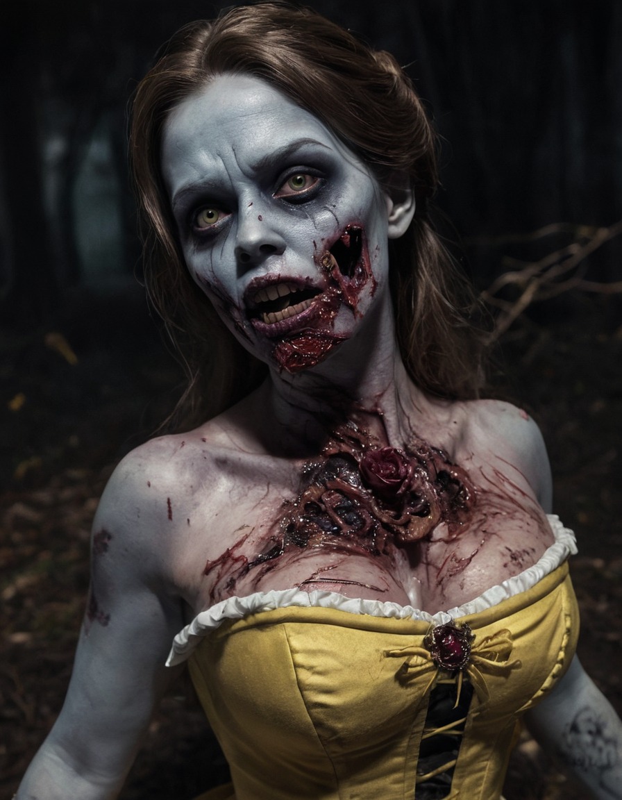 zombie, belle (beauty and the beast), beauty and the beast, undead, horror, fairy tale, disney