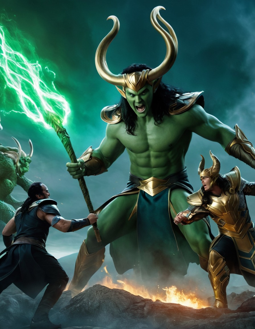 loki, epic, fight scene, monsters, marvel, norse mythology