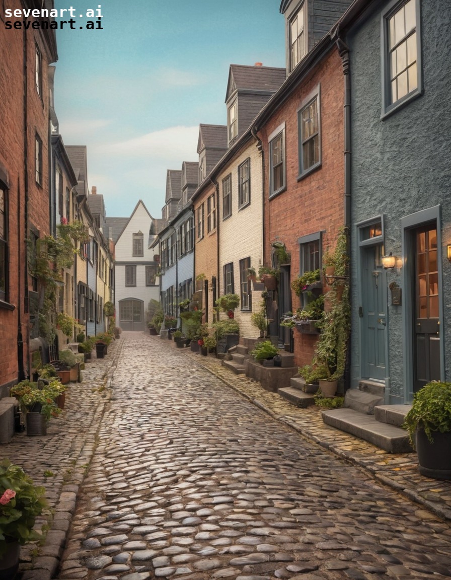 historic, townhouses, cobblestone street, charming, architecture