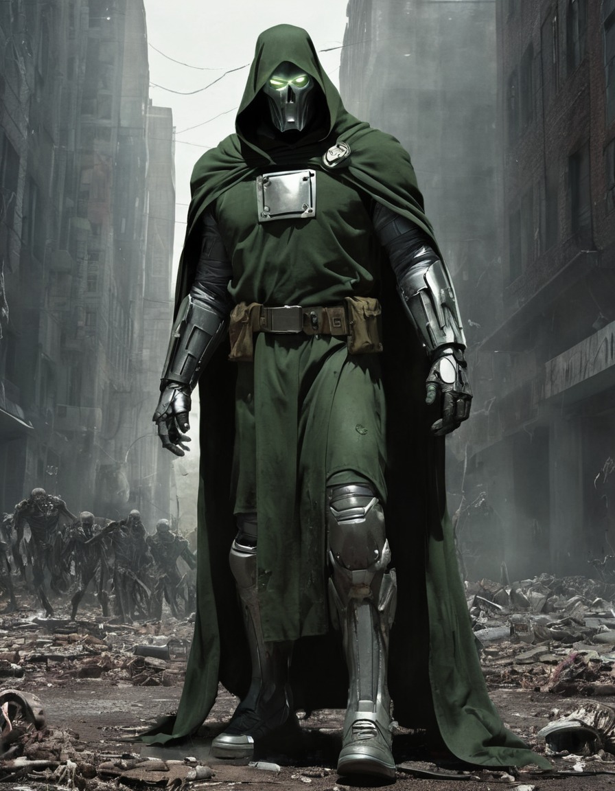 doctor doom, zombie, post-apocalyptic city, marvel comics, supervillain, marvel