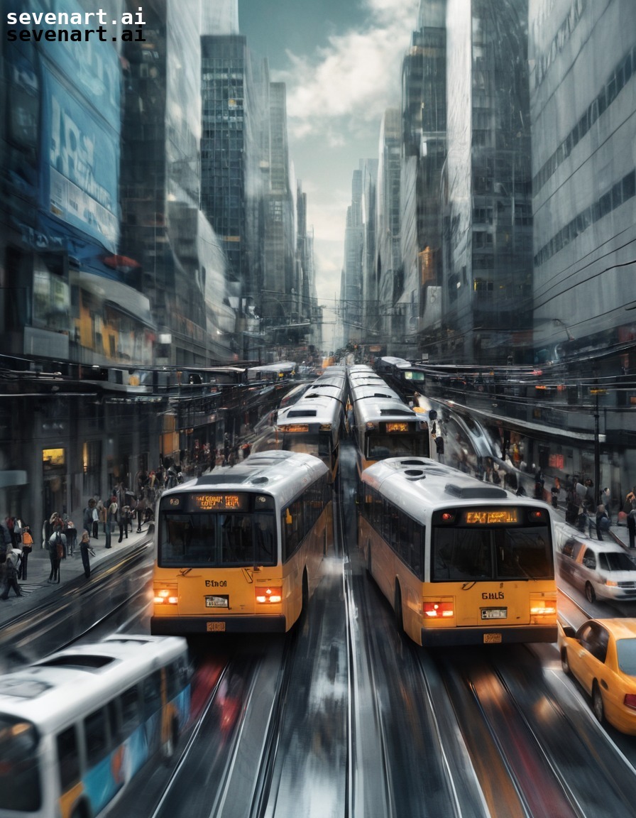 city, public transportation, buses, trains, urban landscape, modern city