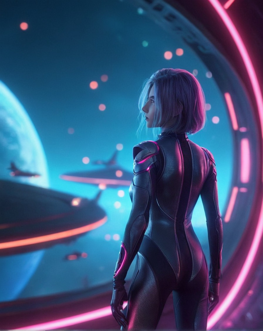 scifi, cyberpunk, neon, aigirl, art, flux1, flux1dev, flux_ai_art