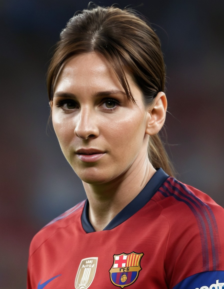 lionel messi, female version, football player, gender transformation, celebrity, sports icon