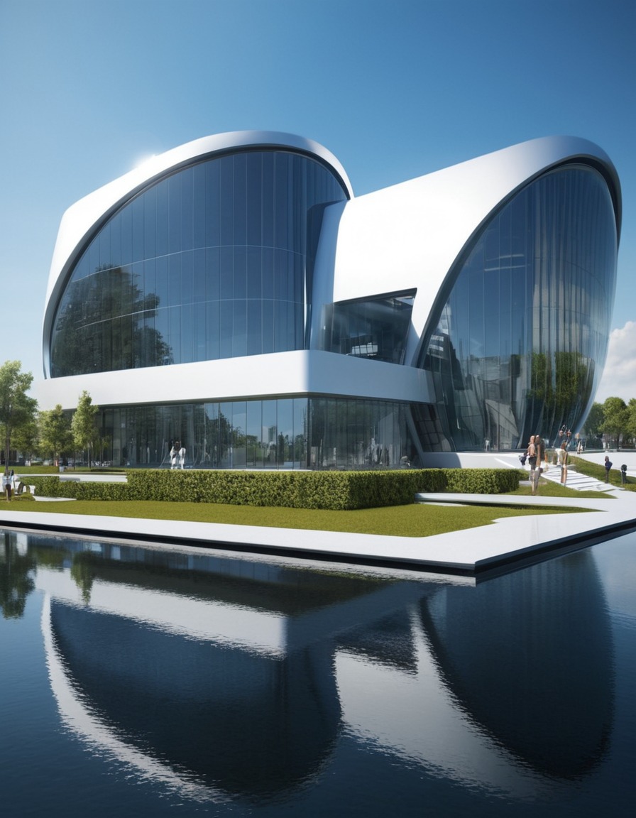 modern architecture, futuristic design, museum, architecture, reflection, contemporary art