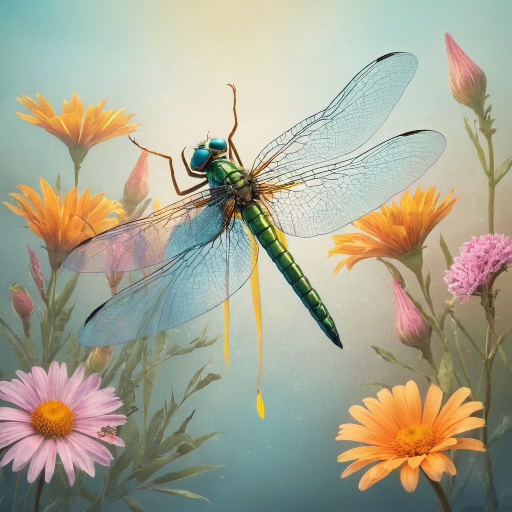 digitalart, fantasyart, digitalpainting, insect, butterflies, dragonfly