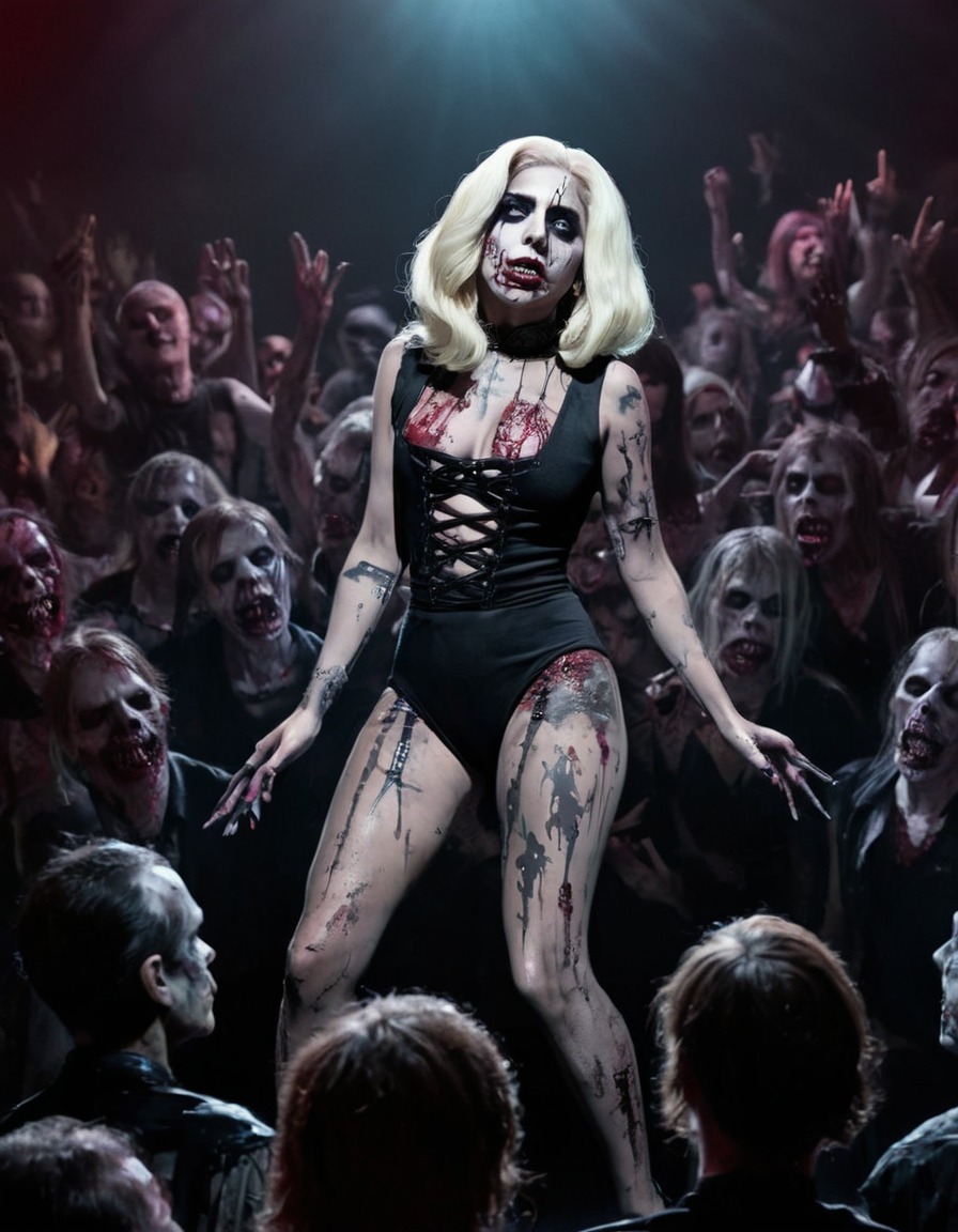 lady gaga, zombie, spooky, stage performance, undead fans, celebrities