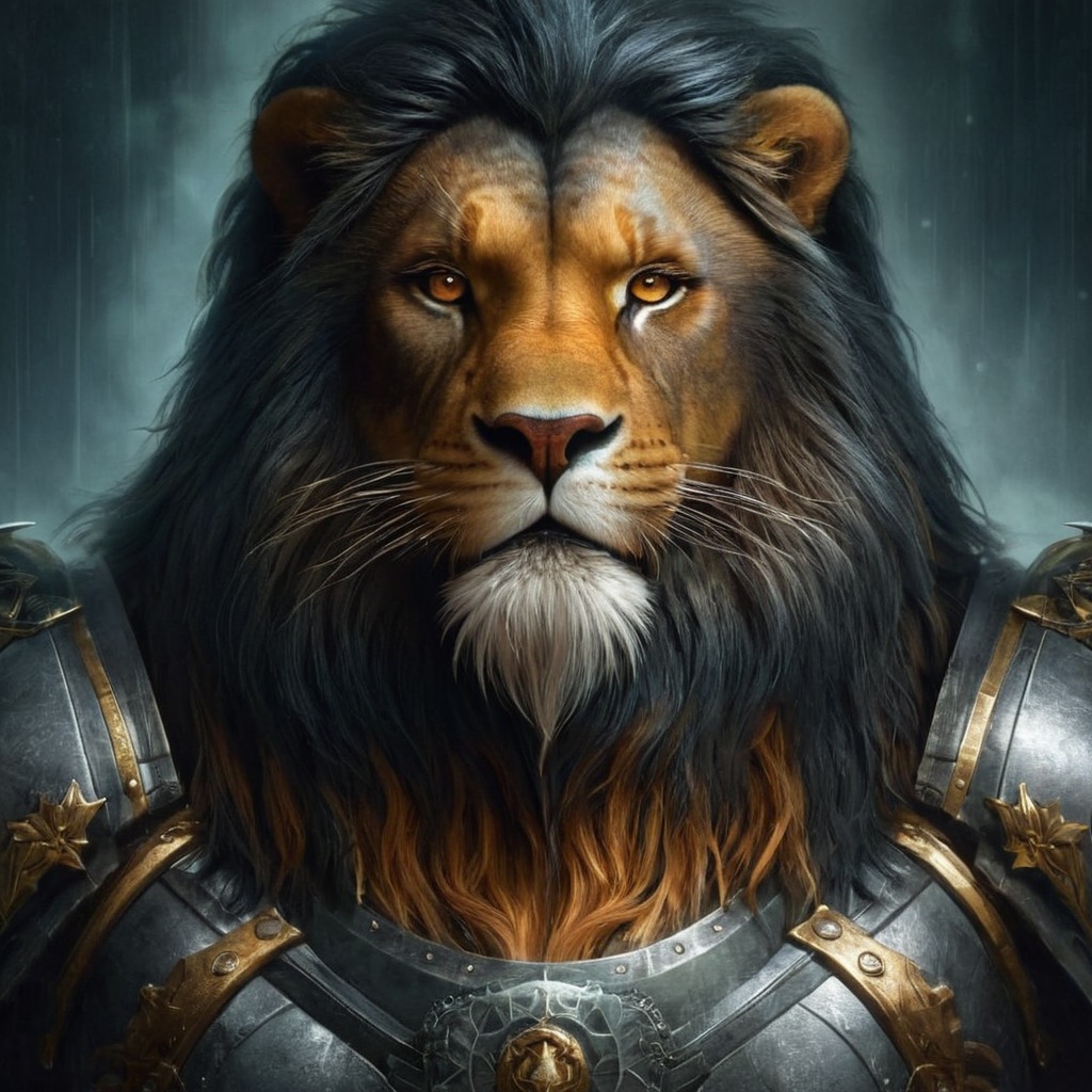 digitalart, characterdesign, warrior, fantasyart, lion, tiger, scifi, bing, conceptart, hybrid, space