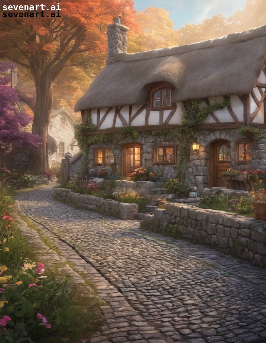 cottage, cozy, quaint, cobblestone, streets