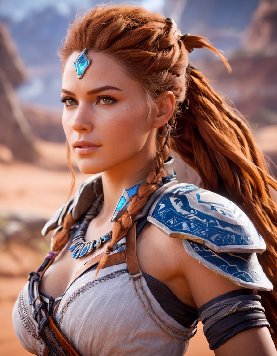 aloy, horizon zero dawn, action, adventure, video games, playstation, combat