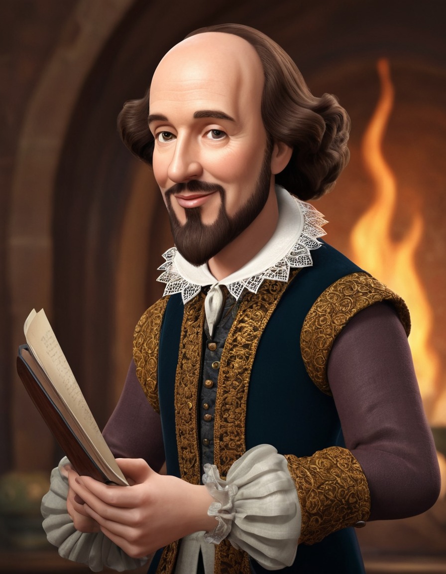 caricature, william shakespeare, humor, fashion, modern, writer, funny