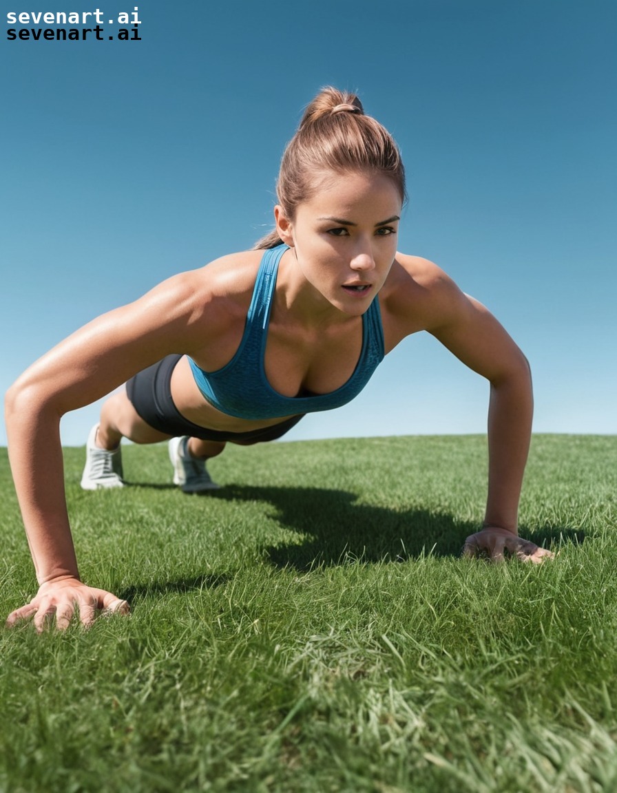 sportswoman, push-ups, determination, fitness, outdoor exercise, woman sport, sport