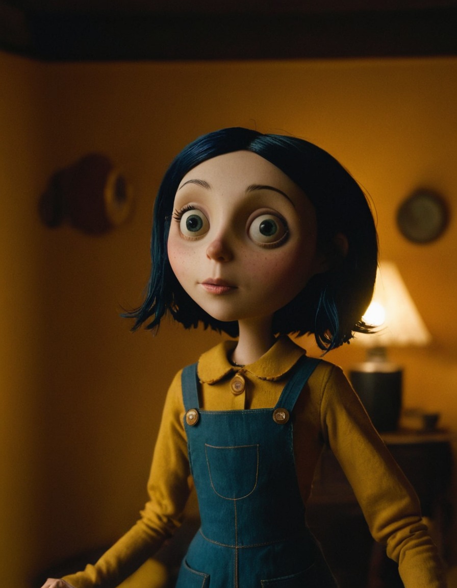 coraline jones, beautiful woman, reimagined character, fictional character, neil gaiman, animated movie, fantasy