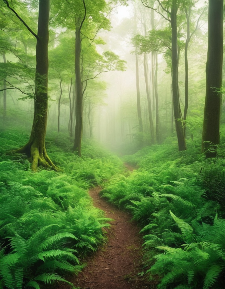 nature, forest, mist, tranquility