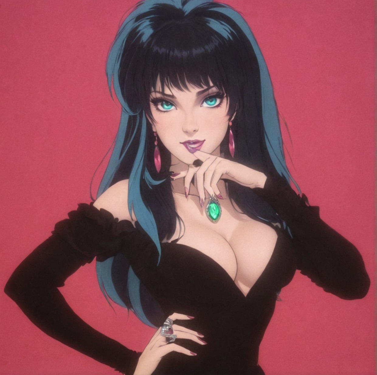 elvira, retro aesthetic, retro anime, art