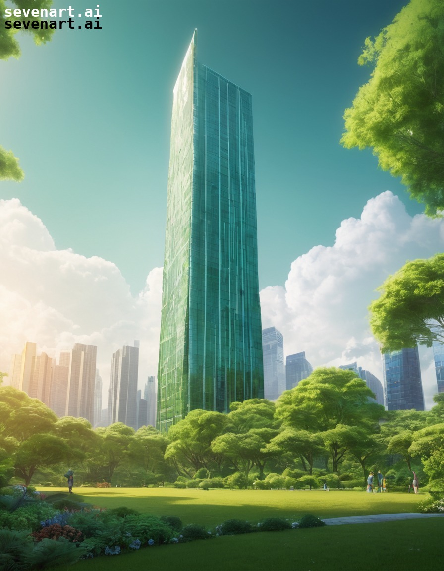 skyscraper, architecture, modern, park, urban design