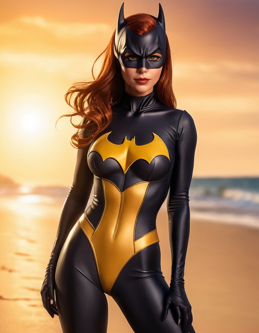 batgirl (dc comics), beach, swimsuit, superhero, dc comics, day out, leisure