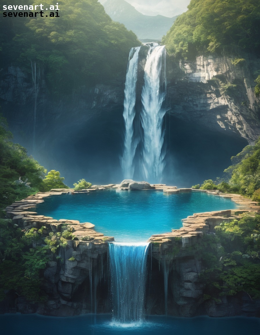 waterfall, majestic, nature, serene, beauty