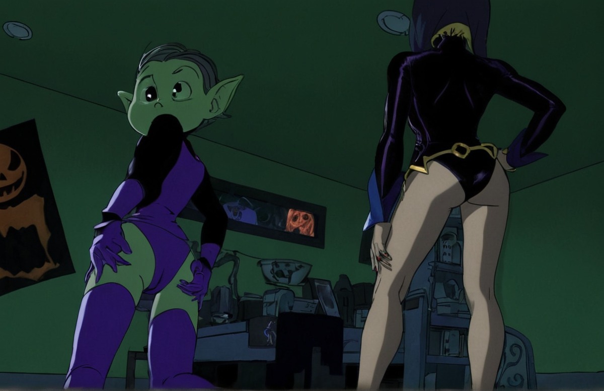 cartoon, teentitans, screenshot, beastboy, beastboyandraven, beastboyraven, bulge, crossdressing, eum, femdom, humiliation, leotard, raven, teen_titans, teentitansraven, cfnm, raventeentitans, crossdressingboy