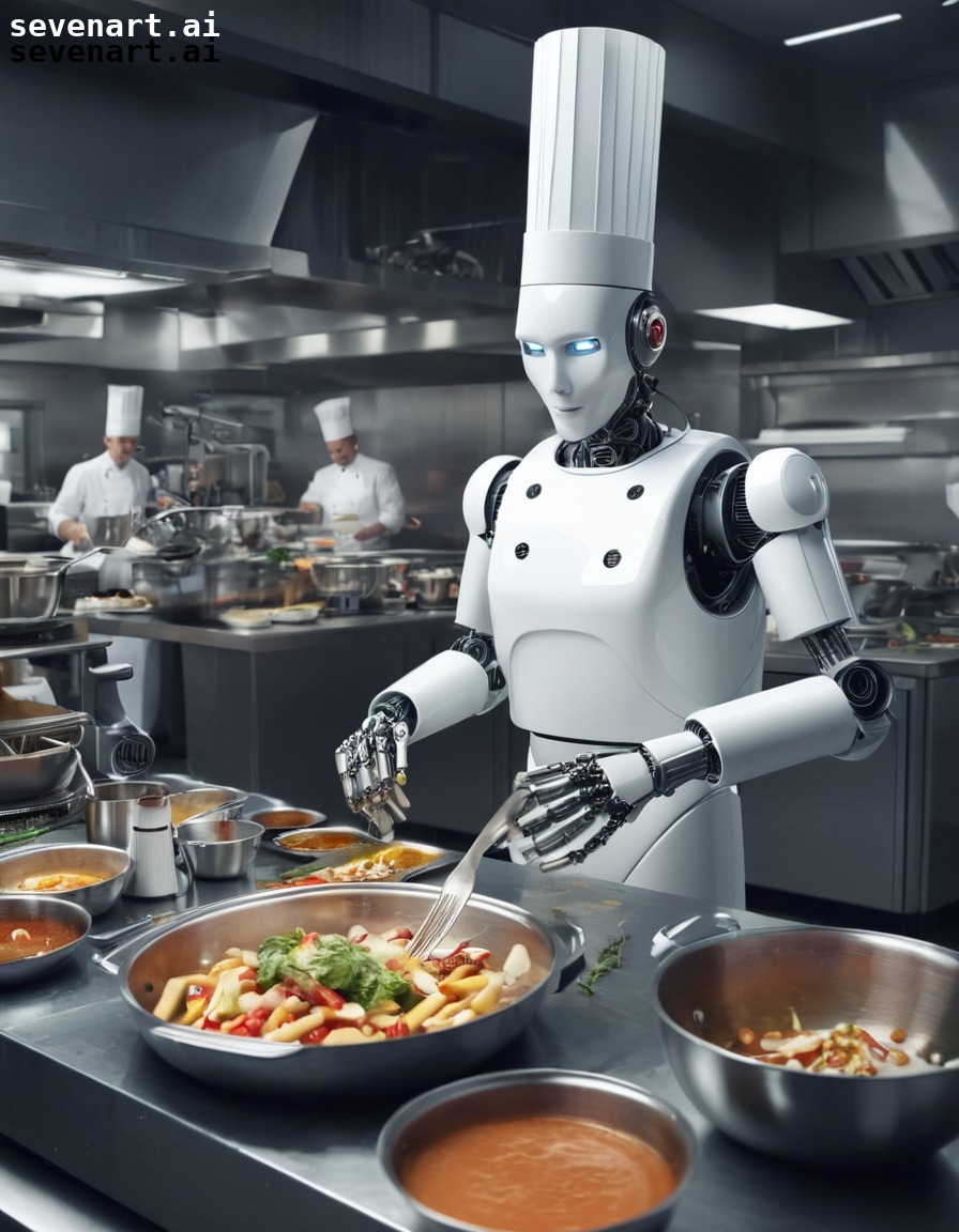 robot, chef, gourmet, meal, restaurant, robots