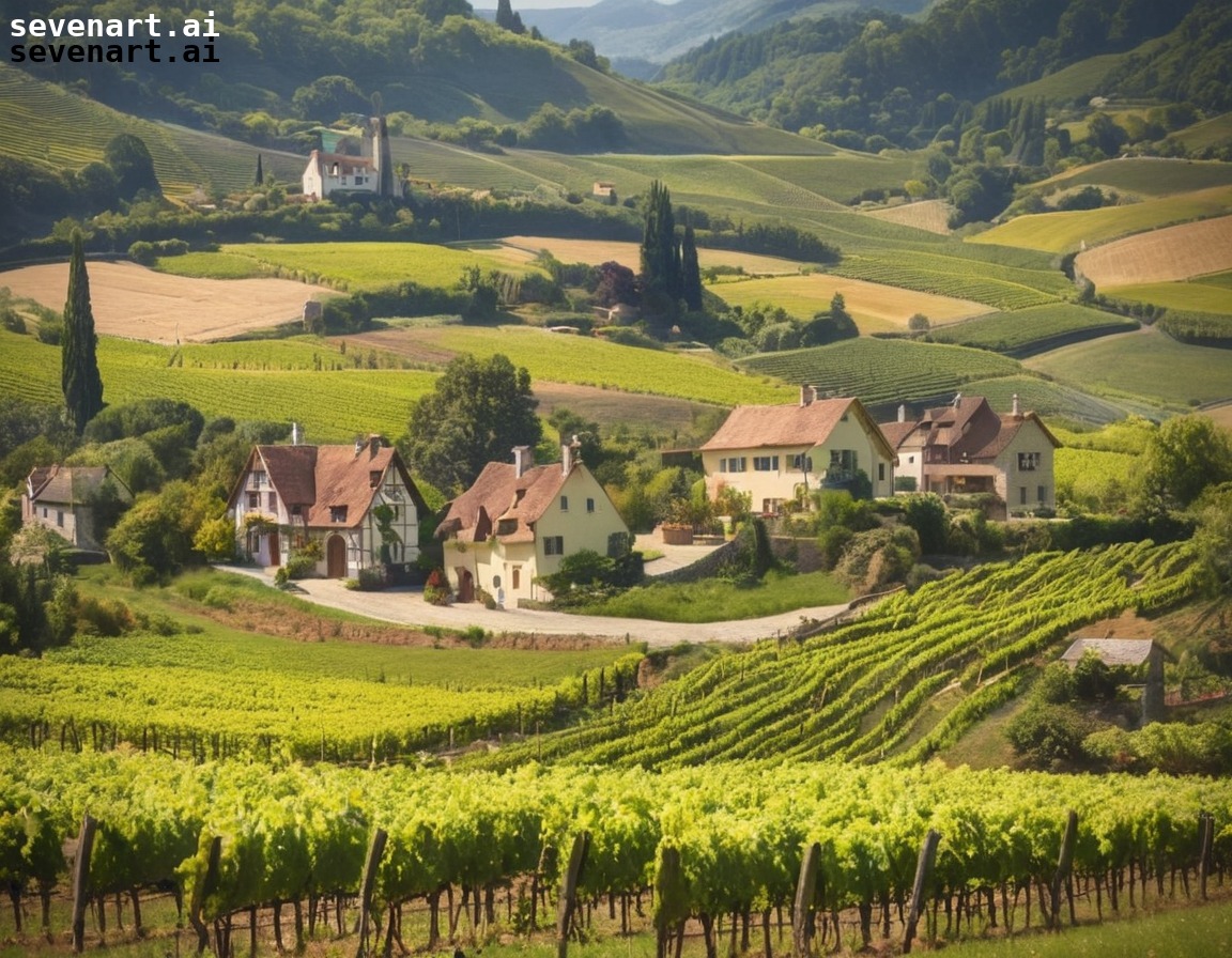 countryside, europe, rolling hills, vineyards, cottages