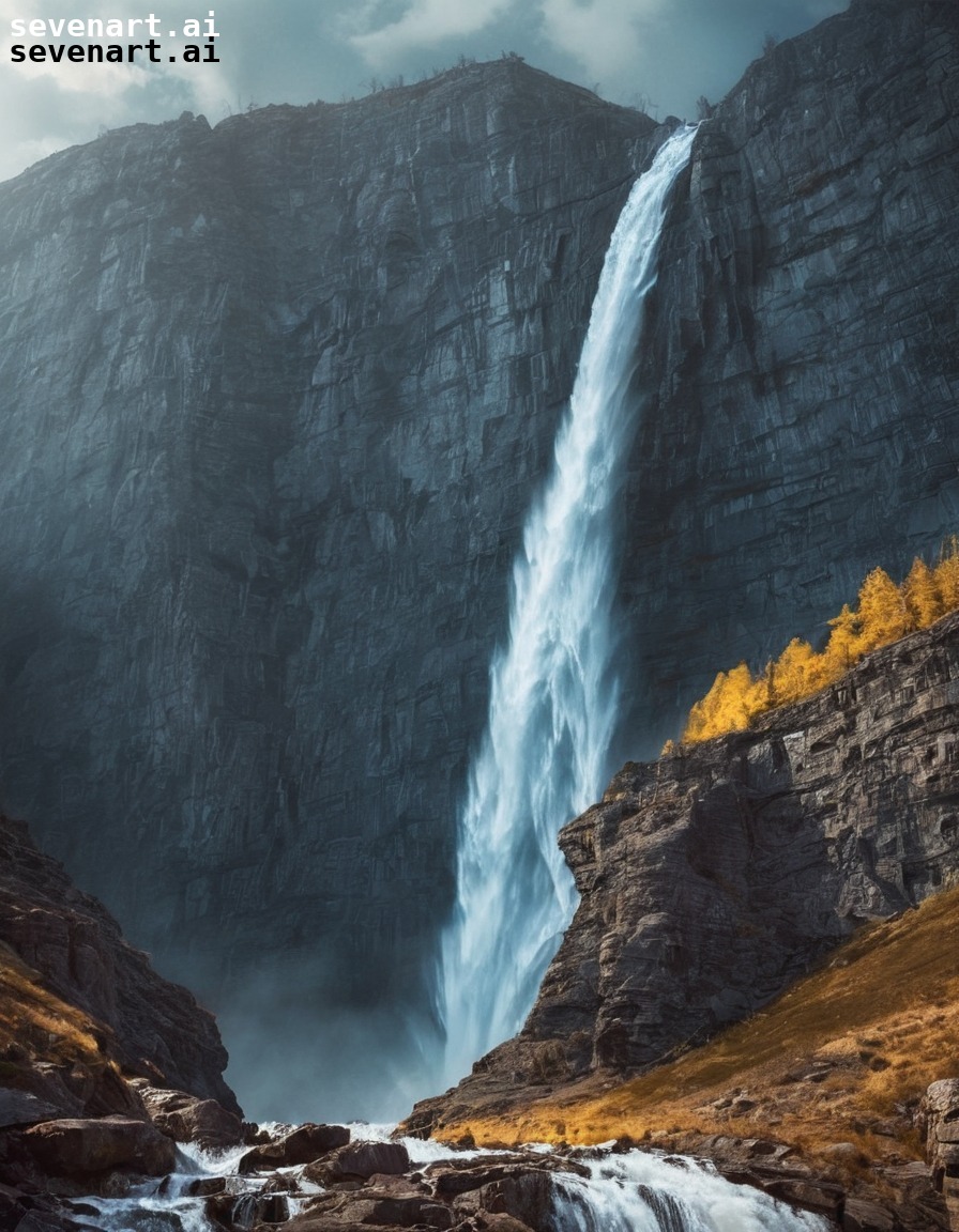 nature, waterfall, power, majestic, landscape