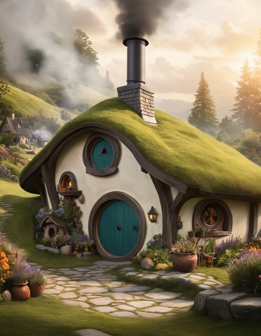 fantasy, hobbit, home, peaceful, countryside, john tolkien, tolkien