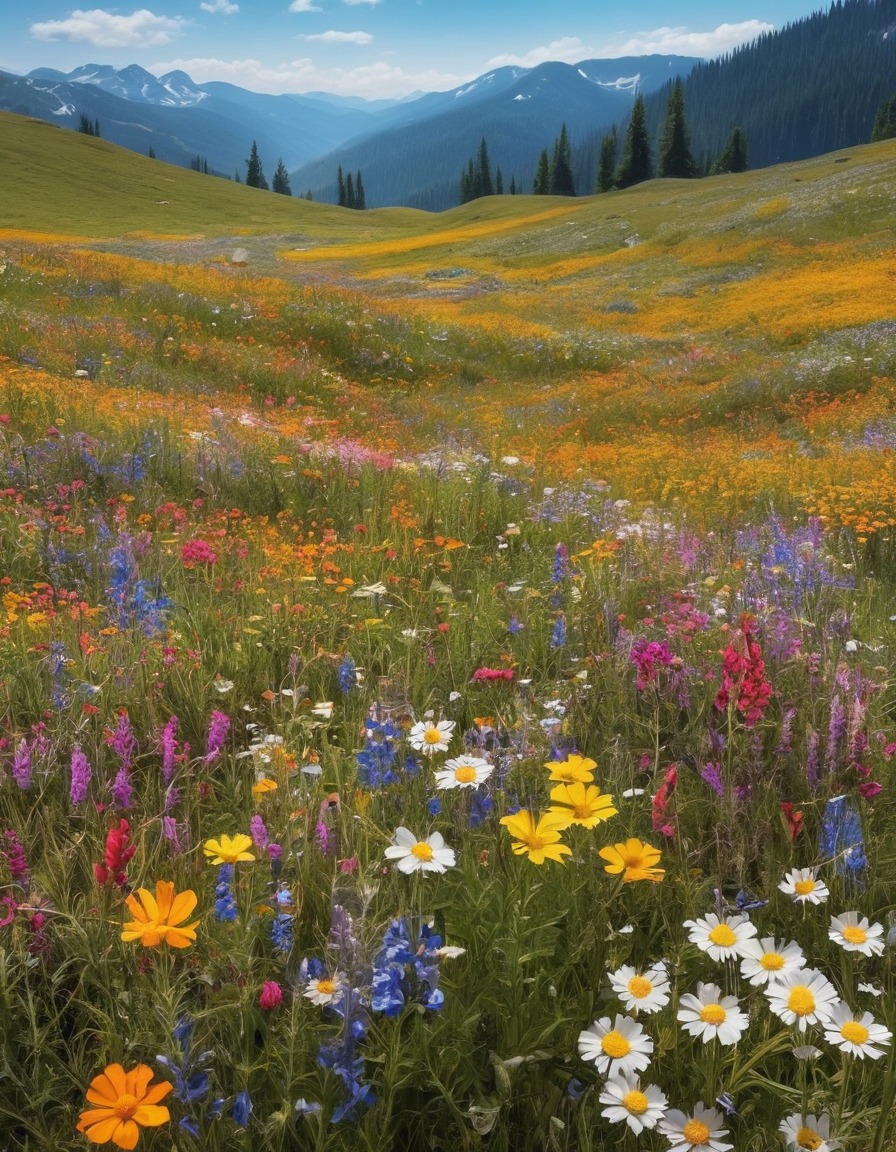 nature, wildflowers, meadow, serene, colorful