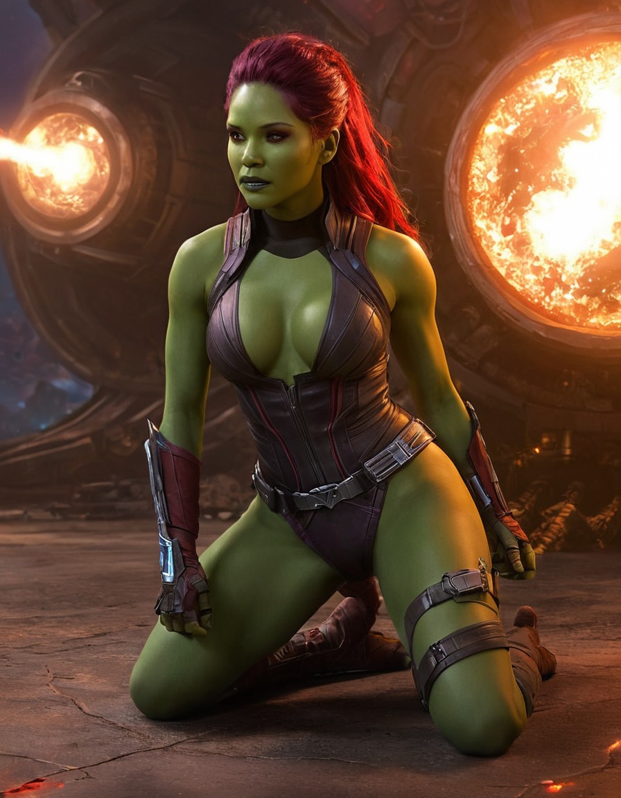 superhero, gamora, guardians of the galaxy, marvel, action, defeat, battle