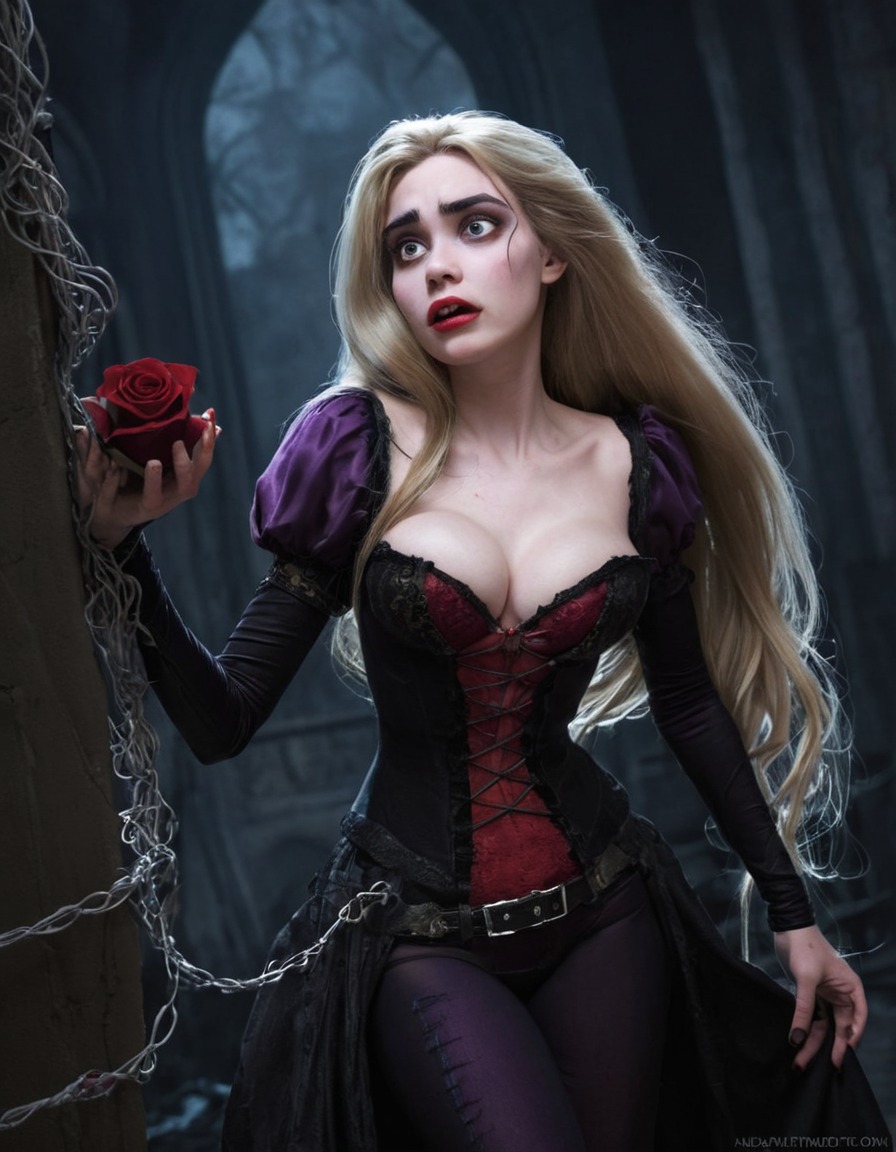 vampire, rapunzel (tangled), disney, fairy tale, gothic, character mashup