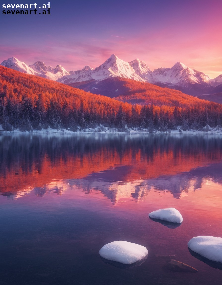 sunset, lake view, mountains, serene landscape, vibrant colors, nature