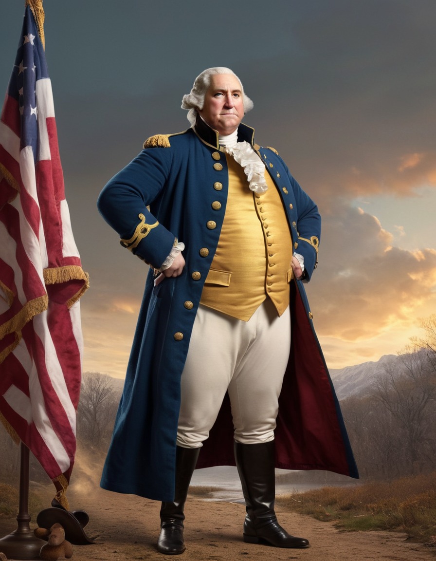 george washington, humor, illustration, struggle, fat