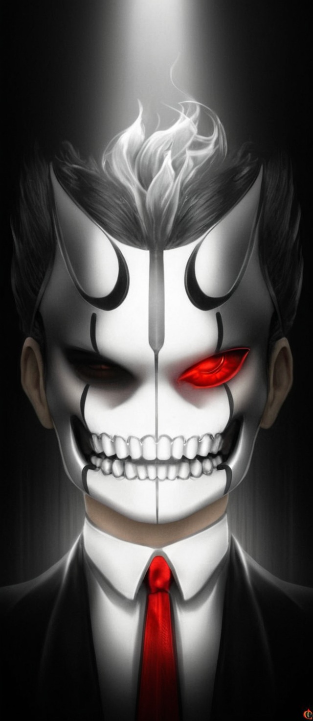 devil, illustration, mask, redesign, white, henlp