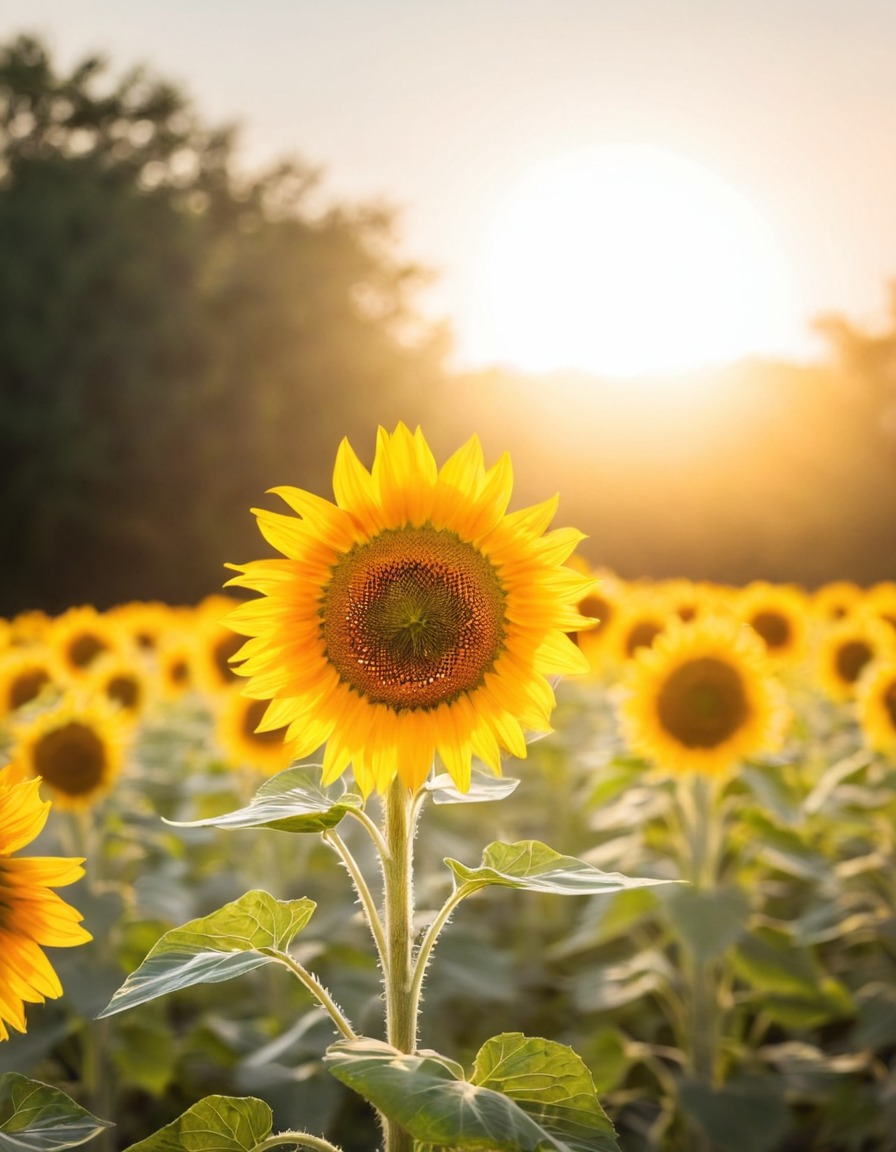 sunflower, nature, bloom, field, yellow, sunshine, growth