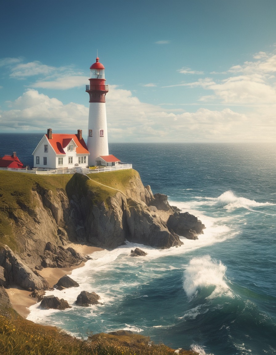 lighthouse, ocean, scenic view, coast, beach