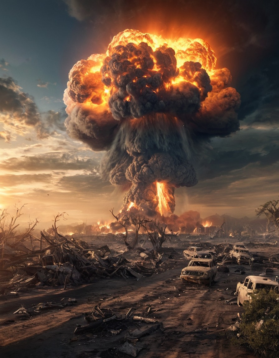 destruction, beauty, contrast, environment, nuclear explosion, devastation, nuclear, weapon, explosion